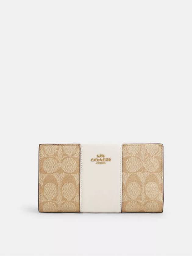 코치 슬림 지퍼 월렛 여성 장지갑 Gold Light Khaki