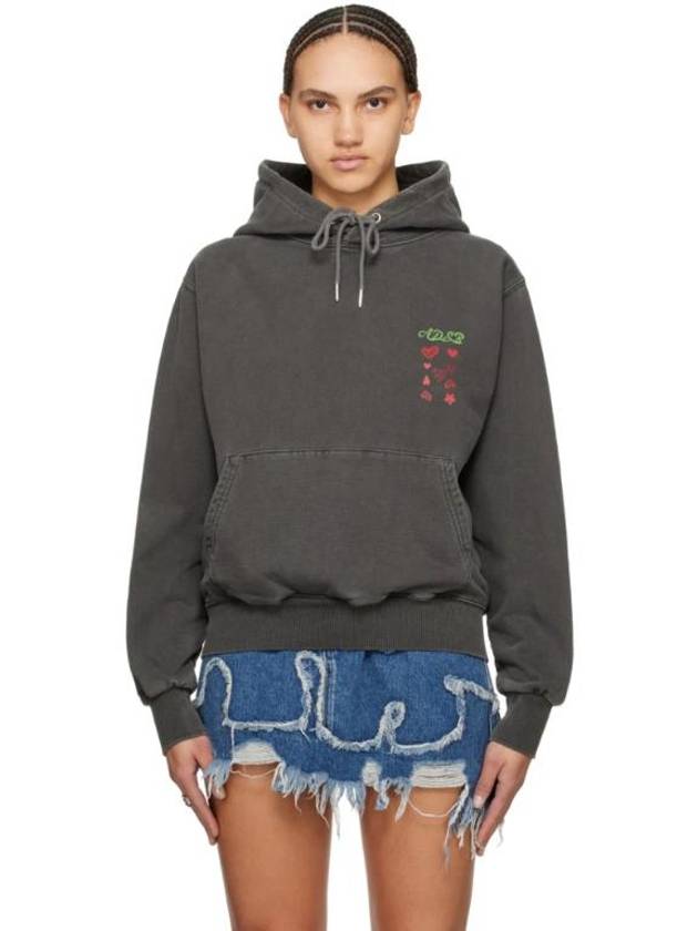 Gray Hearts Card Hoodie 241375F097000