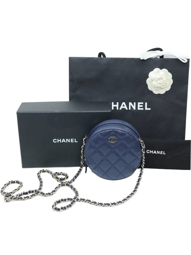 진짜깨끗 100점만점에97점 샤넬 동그리백 네이비 미니 탬버린백 금장 체인 크로스백29번