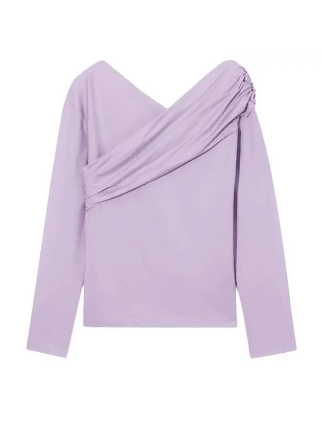 코스 여성 개더 오프 더 숄더 에이시메트릭 긴팔 티셔츠 라이트 라일락