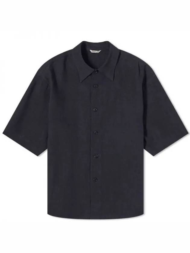 오라리 Auralee 리넨 실크 반팔 셔츠 다크 네이비 A24SS01LS DKNA24SS01LS DKN