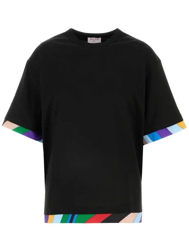 에밀리오 푸치 패턴 프린트 트림 크루넥 티셔츠 4UTP454U983_999