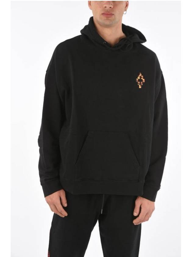 마르셀로불론 파이어 크로스 프린트 코튼 후드 블랙