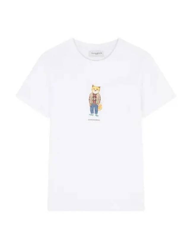 W 메종 키츠네 드레스드 폭스 레귤러 티셔츠 화이트 W Maison Kitsune Dressed Fox Regular T Shirt White