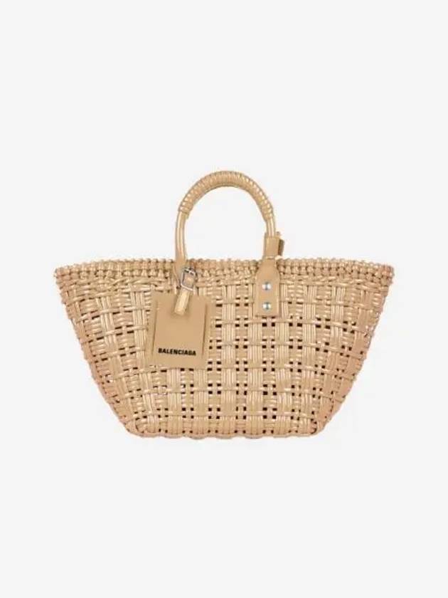 발렌시아가 바니시드 페이크 카프스킨 비스트로 XS 스트랩 베스킷 베이지 Balenciaga Varnished Fake Calfskin Bistro XS Strap Basket Beige