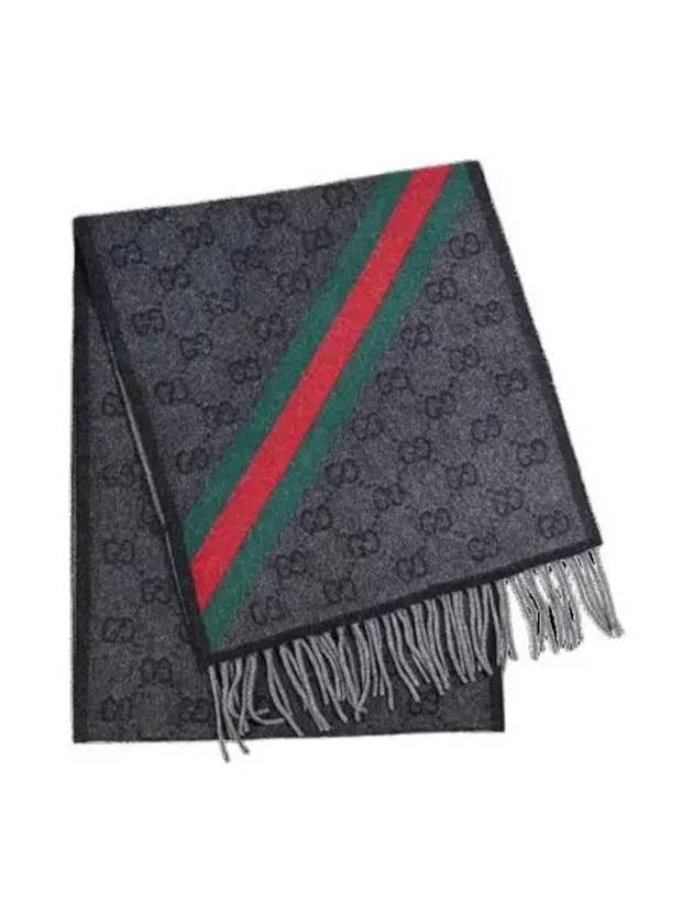 구찌 GG 뉴 니키 웹 울 스카프 블랙 Gucci GG New Nikky Web Wool Scarf Black