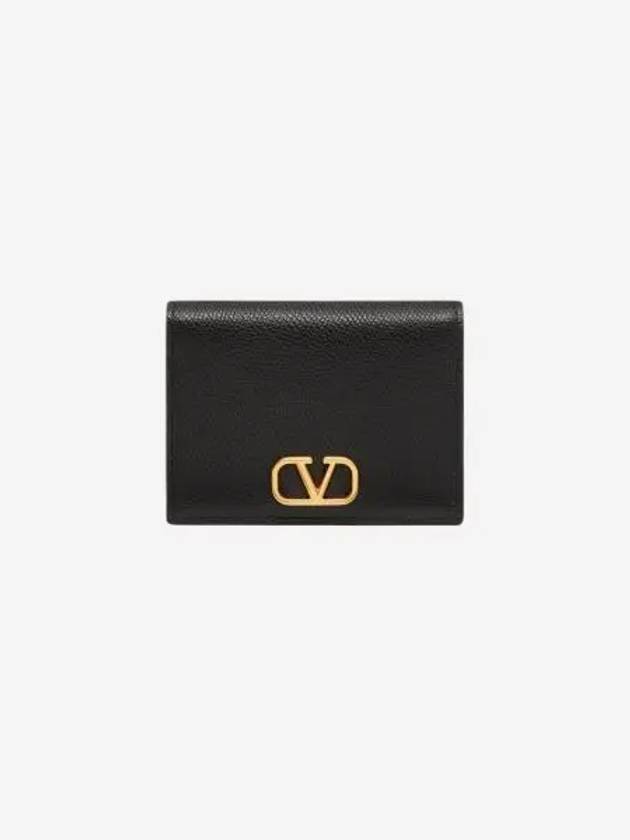 발렌티노 컴팩트 브이로고 시그니쳐 그레이니 카프스킨 지갑 블랙 Valentino Compact Vlogo Signature Grainy Calfskin Wallet Black