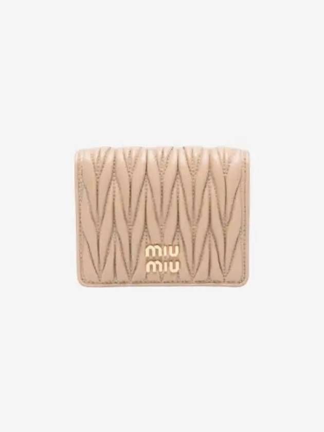 미우 미우 마테라쎄 나파 가죽 반지갑 샌드 베이지 Miu Miu Matelasse Nappa Leather Wallet Sand Beige