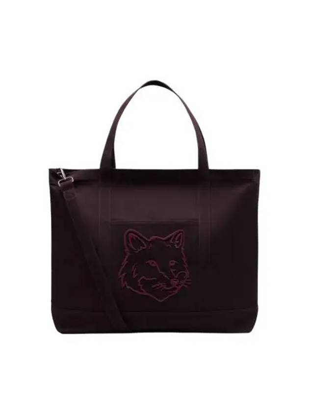 메종 키츠네 볼드 폭스 헤드 엑스트라 라지 토트백 피칸 브라운 Maison Kitsune Bold Fox Head Extra Large Tote Bag Pecan Brown
