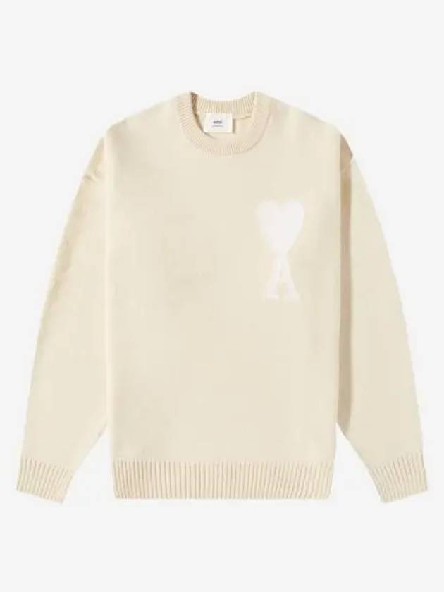 아미 빅 하트 로고 오버사이즈 인타르시아 스웨터 바닐라 화이트 Ami de Coeur Oversize Intarsia Sweater Vanilla White
