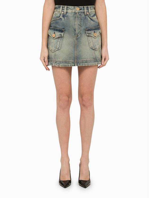 Washed-Out Denim Miniskirt