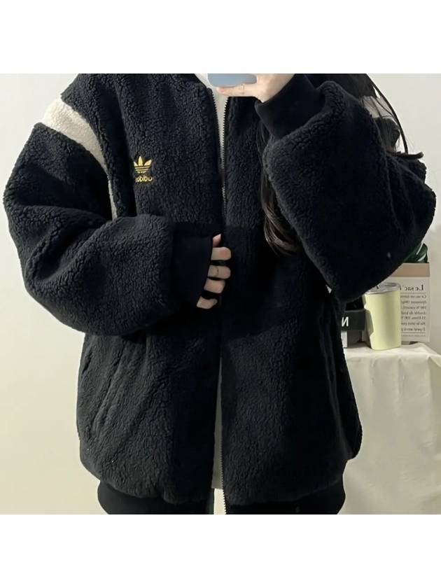 아디다스 X FEIFEIRUAN 뉴 리버시블 램스울 양면 뽀글이 후리스 자켓 블랙