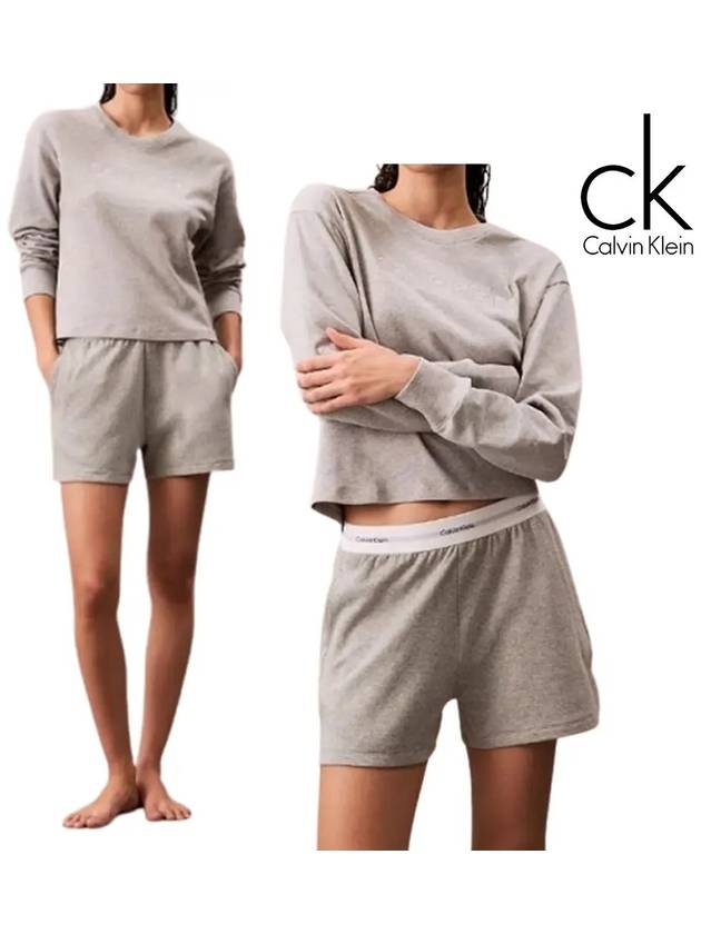 캘빈클라인 긴팔 여성 테리 라운지 탑 티셔츠 그레이