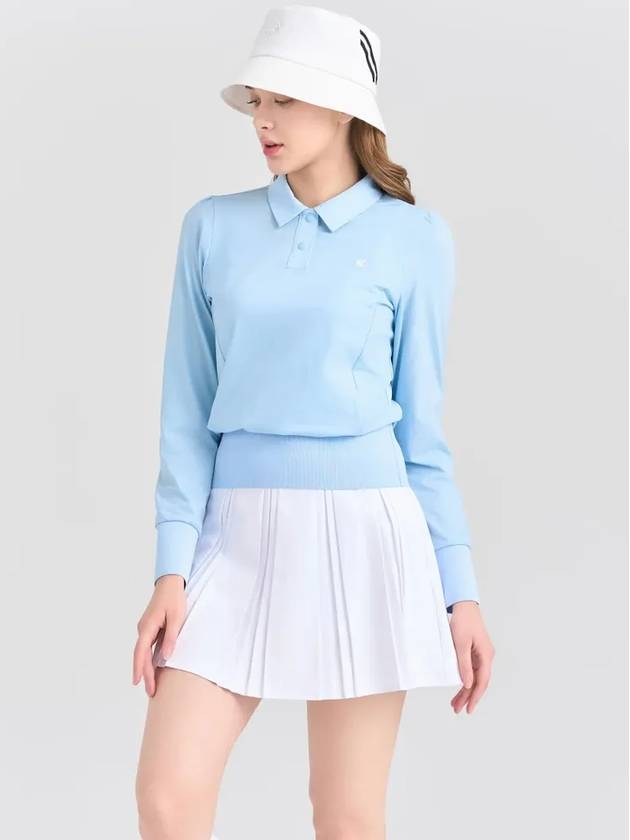 클리브랜드 골프 등판 우븐셔링 넓은허리립 여성 카라 긴팔티셔츠 블루_CGWLT41531BL