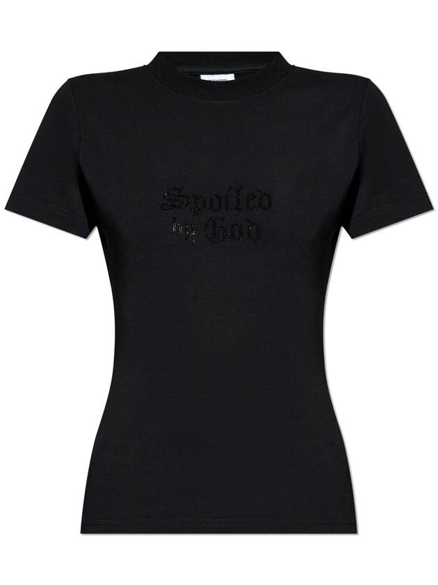 24FW 베트멍 여성 반팔 티셔츠 VETEMENTS T-shirt With Logo  Women's  Black