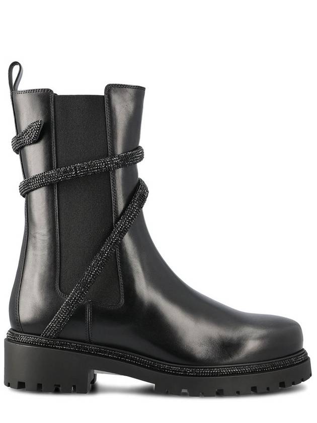 Rene Caovilla 스네이크 장식 라운드 토 앵클 부츠