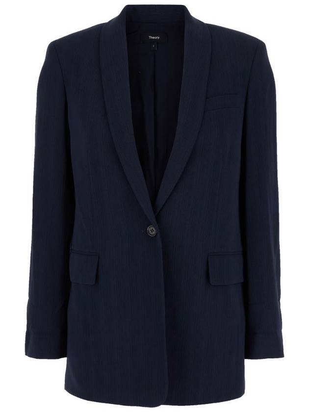 THEORY 숄 칼라 블루 싱글 브레스티드 재킷 in Cady Woman O0509103XLV
