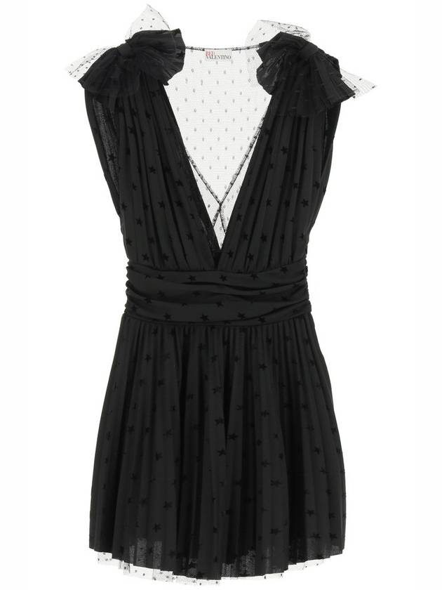 RED발렌티노 브이넥 튤 미니 드레스