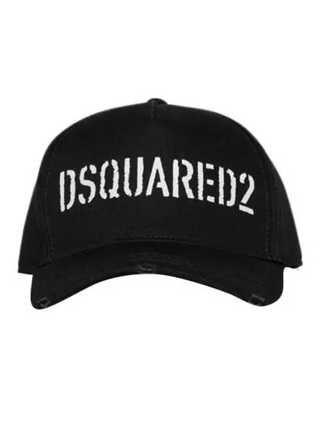 디스퀘어드2 스텐실 베이스볼 캡 블랙 Dsquared2 Stencil Baseball Cap Black
