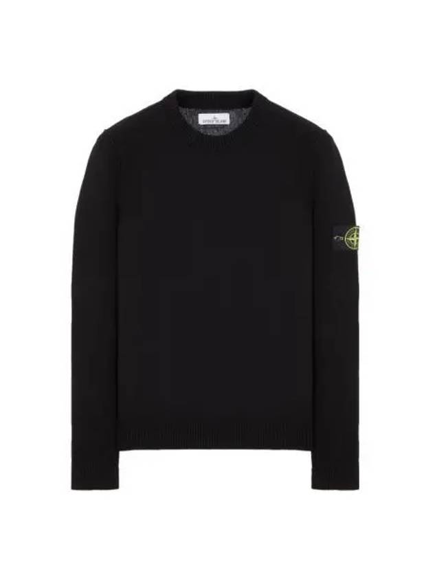 스톤 아일랜드 508A3 램스울 크루넥 니트 블랙 23FW Stone Island 508A3 Lambswool Crewneck Knit Black 23FW