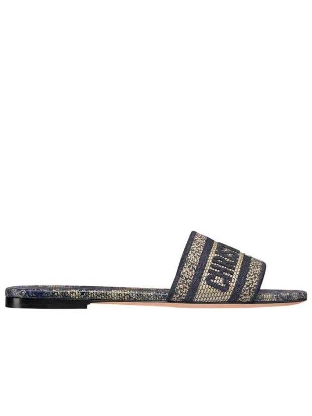 디올 리비에라 디웨이 뮬 자카드 라피아 트왈 드 주이 소바쥬 모티프 데님 블루 에크루 데님 블루 KCO178TRQ S30B