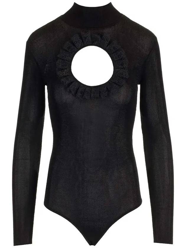 셀프 포트레이트 컷아웃 디테일 니트 바디수트 SS25CK005T_BLACK