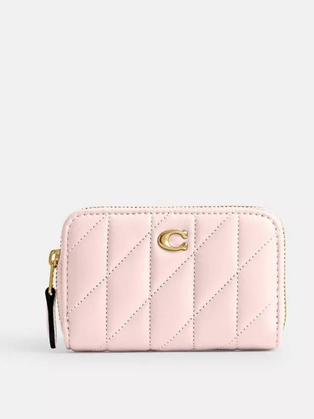 코치 스몰 지퍼 어라운드 퀼팅 반지갑 Brass Blush