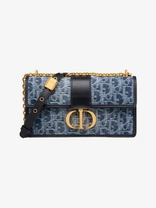 디올 30 몽테인 이스트 웨스트 체인 백 데님 오블리크 자카드 블루 Dior 30 Montaigne East West Bag with Chain Denim Oblique Jacquard Blue