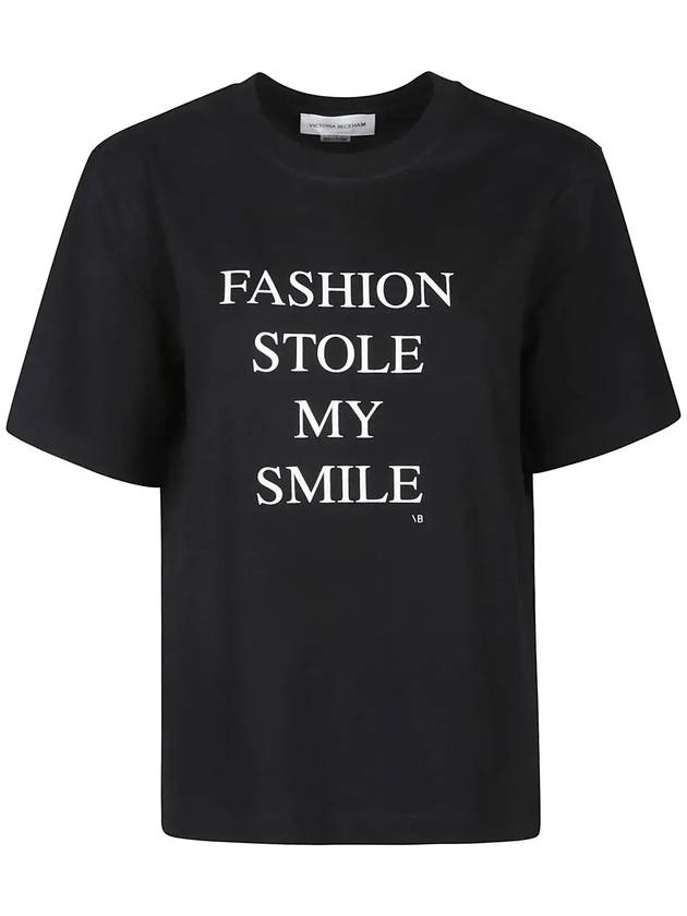 빅토리아 베컴 그래픽 스테이트먼트 크루넥 티셔츠 1322JTS004130A0_BLACK