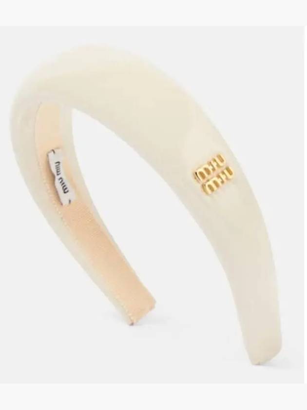 미우미우 브라이덜 로고 페이턴트 레더 헤어밴드