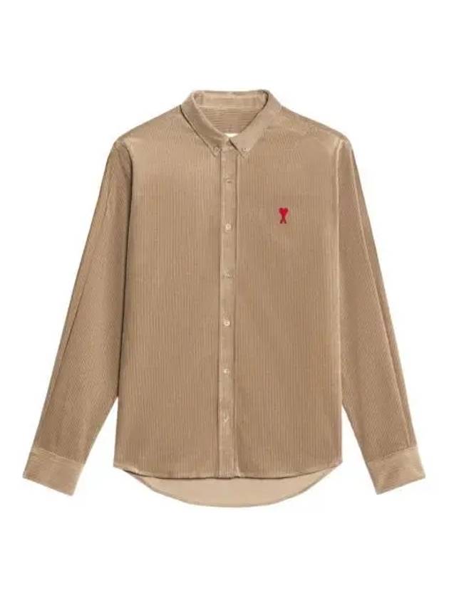 아미 스몰 하트 로고 코듀로이 버튼다운 셔츠 베이지 AMI de Coeur Corduroy Button Down Shirt Beige