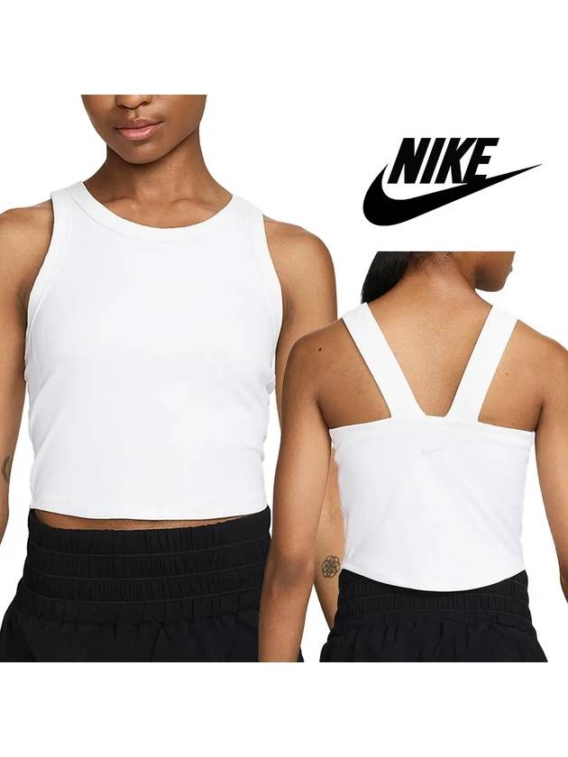나이키 나시 여성 스트래피 크롭 탱크 탑 티셔츠 화이트
