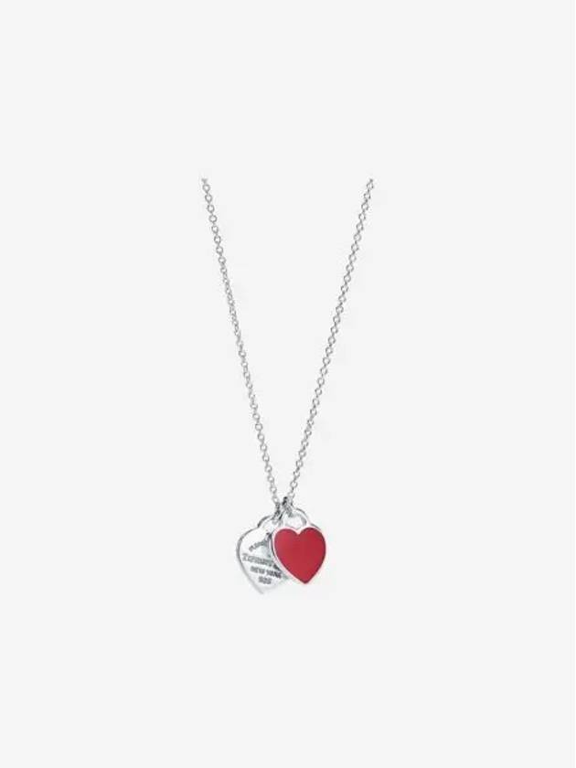 티파니 앤 코 리턴 투 티파니 레드 더블 하트 태그 펜던트 미니 스털링 실버 Tiffany & Co. Return to Tiffany Red Double Heart Tag Pendant Mini Sterling Silver