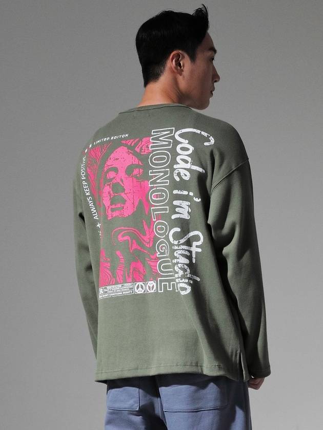 코드아이엠 모놀로그 오버핏 긴팔 티셔츠 카키