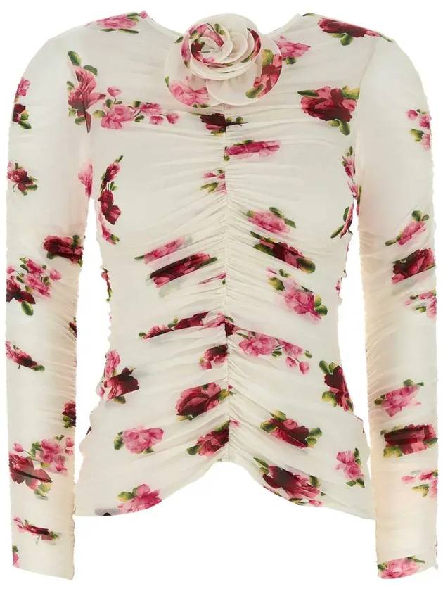 Magda Butrym 로즈 아플리케 라운드넥 러칭 탑 199724_CREAM