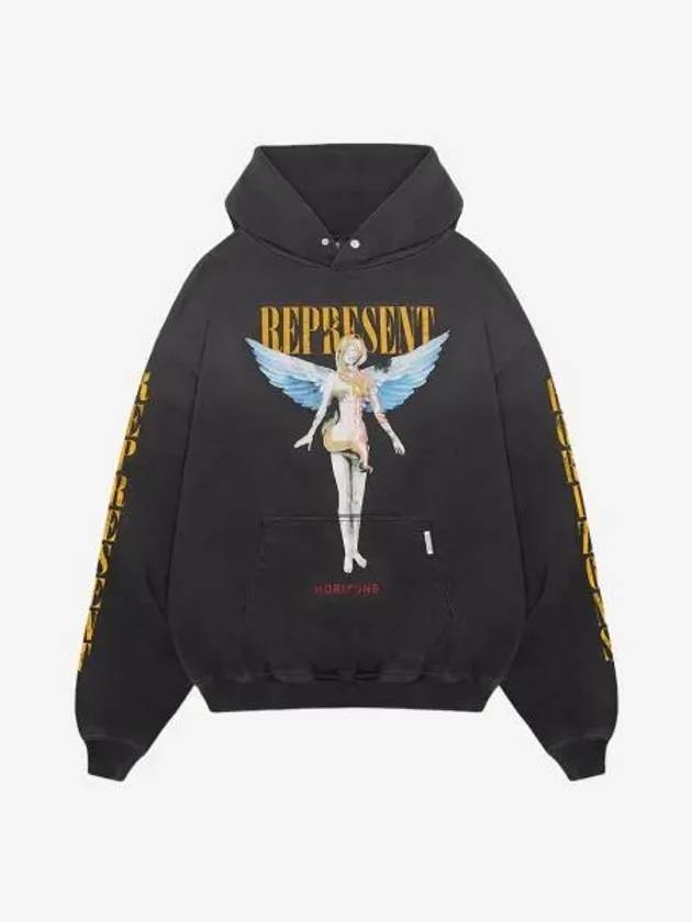 리프레젠트 리본 후디 에이지드 블랙 Represent Reborn Hoodie Aged Black
