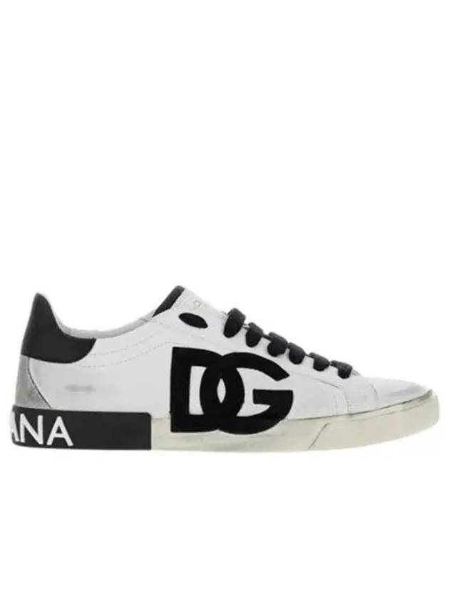돌체 앤 가바나 포르토피노 빈티지 DG 로고 프린트 스니커즈 화이트 블랙 Dolce & Gabbana Portofino Vintage DG Logo Print Sneakers White Black