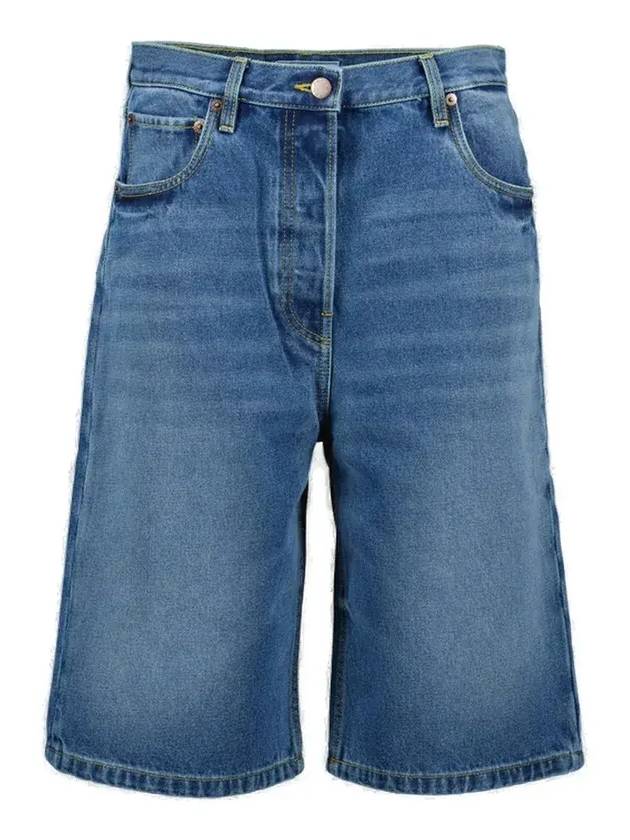 프라다 로고 패치 데님 쇼츠 블루