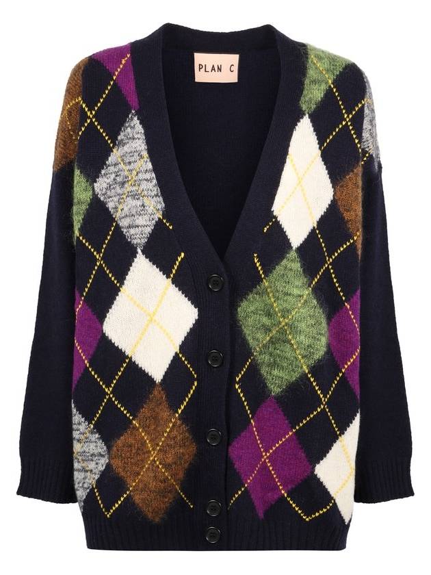 플랜 C 아가일 니트 카디건