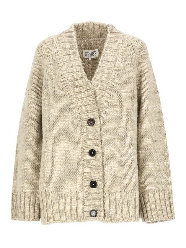 메종마르지엘라 보태니컬 다이 V넥 니트 가디건 밀리터리 그린