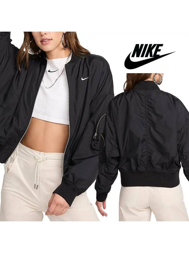 나이키 바람막이 여성 에센셜 탑 봄버 재킷 블랙