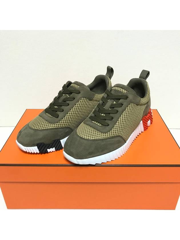 에르메스 바운싱 스니커즈 여성용 메쉬 스웨이드 다크 올리브그린 H232173Z1R