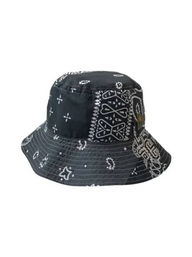 캐피탈 반다나 패치워크 롱 칼라 버킷햇 라이트 블랙 Kapital Bandana Patchwork Long Collar Bucket Hat Black