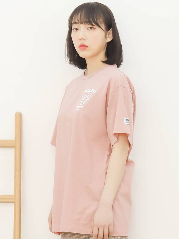 코드아이엠 심볼 로고 프린팅 오버핏 반팔 티셔츠 핑크