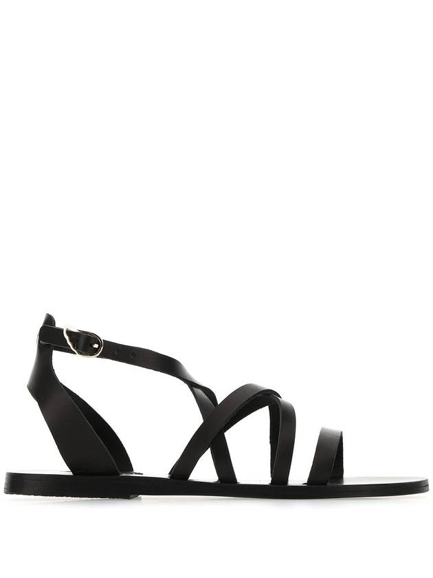 Ancient Greek Sandals - Black leather Delia sandals