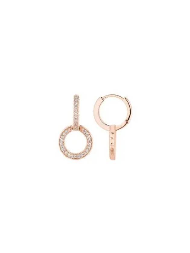 W 판도라 스파클링 더블 후프 이어링 로즈 골드 플래팅 클리어 W Pandora Sparkling Double Hoop Earrings Rose Gold Plated Clear