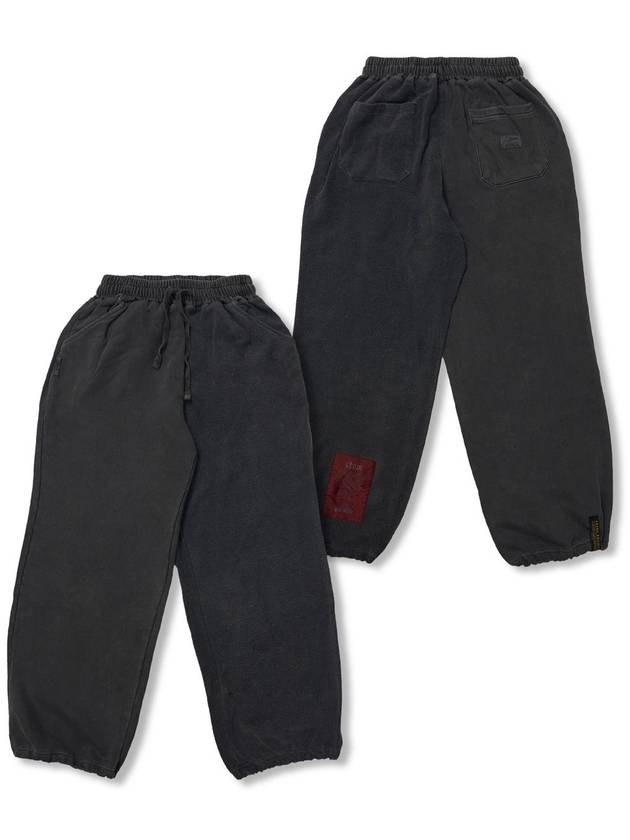STIGMA Insideout Docking Pigment Washed Wide Jogger Pants Charcoal