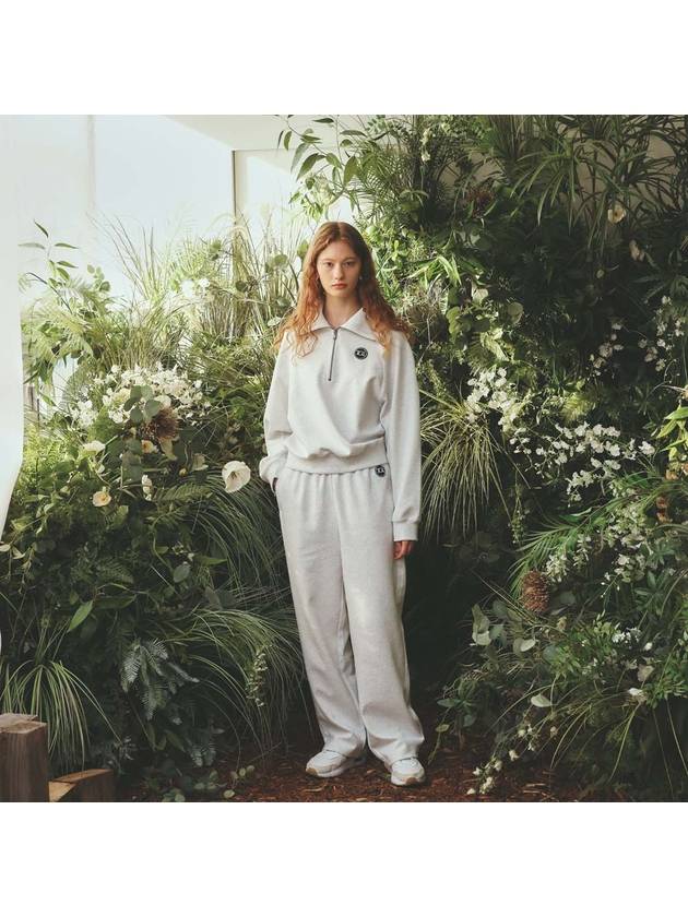 더그린랩 릴렉스드 스웻 스트레이트 팬츠 화이트 멜란지 그레이