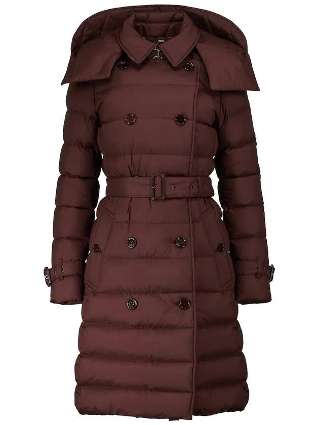 버버리 디태처블 후드 더블 브레스티드 다운 패딩 마룬 브라운