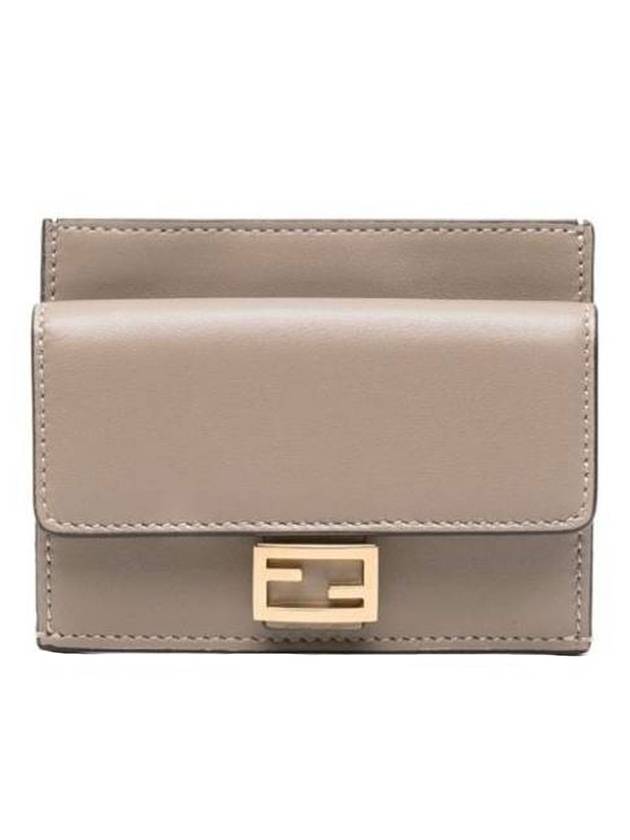 펜디 FF 바게트 플랩 카드 지갑 도브 그레이